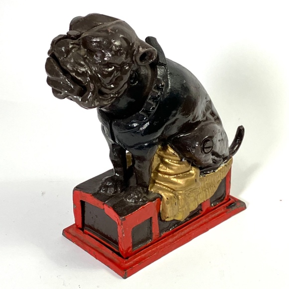 Vintage Cast Iron Bull Dog Mechanical Bank  - Book Of Knowledge - Picture 6 of 15